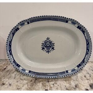 Vernon Ware Metlox Blue Basket Oval Serving Platter Vintage 13.5 Inch California